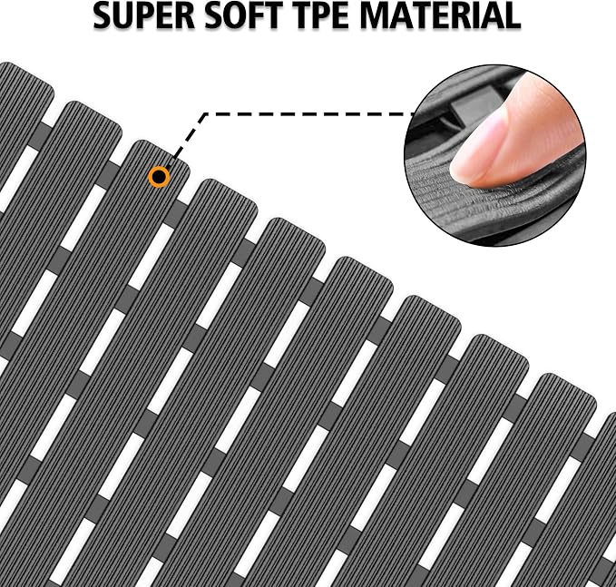 MBOSS Bathtub Mat Non Slip,Super Soft Bath Mat for Tub 24 X 24 Inch,Shower Mat with Suction Cups and Drain Holes,Non Slip Bathtub Mat for Elderly
