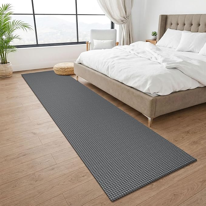 KOZYFLY Runners Rugs for Hallway 2x10, Washable Runner Rug, Woven Non Slip Kitchen Runner, Braided Entryway Rug, Floor Carpet for Entry, Aisle, Hall, Grey/Dark Grey