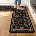 LEEVAN Anti Fatigue Mats for Kitchen Floor Non-Slip, Cushioned Kitchen Mats for Floor 2 Piece, Black Memory Foam Kitchen Mat Set, Waterproof Ergonomic Standing Mat for Bar, Office,Desk, Laundry