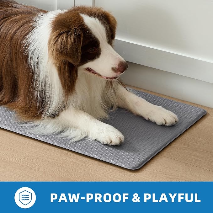 Kitchen Mats for Floor - 17"x79" Anti Fatigue Mats for Kitchen Floor - Non Slip Cushioned Rugs for Standing - Grey