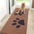 Smiry Dog Door Mat for Muddy Paws, Absorbs Moisture and Dirt, Low-Profile Entryway Mat with Non-Slip Backing, Entry Indoor Outdoor Doormat for Inside Floor (59x24 Inches, Camel and Black, Paw)