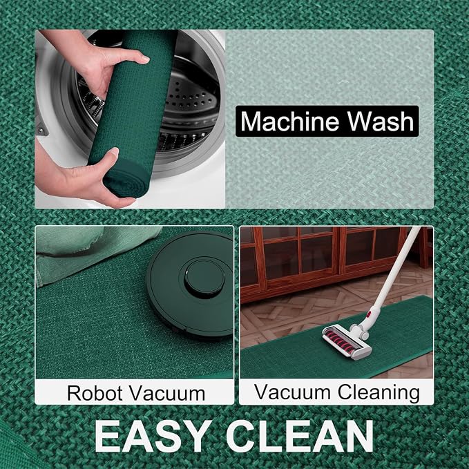 SUMLANS Kitchen Mat Set of 2 PCS, Christmas Cushioned Non Slip Rugs for Kitchen Floor, Absorbent Runner Comfort Standing Mats Washable for Kitchen, Office, Home (Green, 17.3"x47"+17.3"x71")