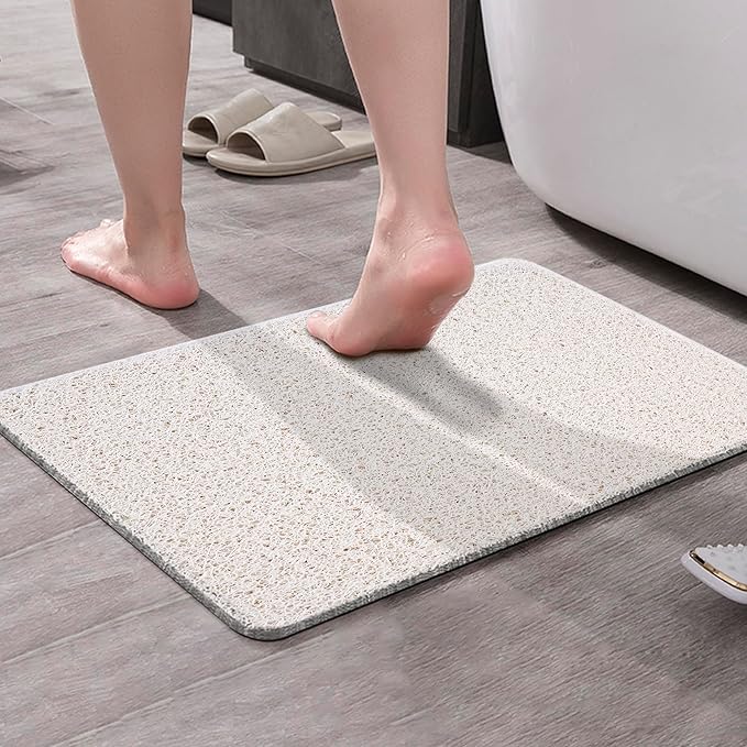 Asvin Soft Textured Bath, Shower, Tub Mat, 47x16 Inch, Phthalate Free, Non Slip Comfort Bathtub Mats with Drain, PVC Loofah Bathroom Mats for Wet Areas, Quick Drying