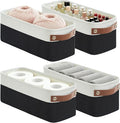 Bagnizer Small Fabric Storage Baskets, 15x6x5 inch Narrow Storage Bins 4-Pack Long Storage Basket for Organizing with Handles, Decorative Basket for Closets, Shelves, Toilet Paper, Black