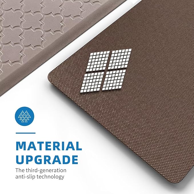 Kitchen Mats for Floor 2 Piece - Anti Fatigue Mats for Kitchen Floor - Non Slip Cushioned Rugs for Standing, Office, Sink, Laundry, Khaki