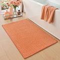 DEXI Bathroom Rugs 24x16, Non Slip Washable Bath Mat, Absorbent Chenille Bathmat, Ultra Soft Thick Carpet for Tub Shower Floor, Orange