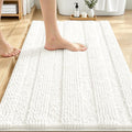 OLANLY Thick Bathroom Rugs 30x20, Extra Soft Absorbent Chenille Striped Bath Rugs, Rubber Backing, Machine Wash Dry, Bath Mats for Bathroom Floor, Tub and Shower, Home Decor Accessories, Ivory