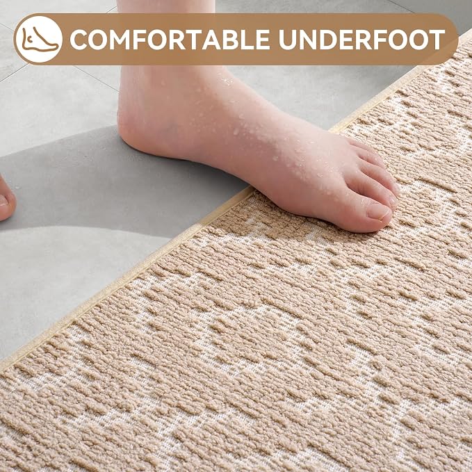 YDKGL Bathroom Rugs Non Slip, Super Absorbent Quick Dry Bath Mat, Rubber Backing Ultra Thin Bathroom Mats Fit Under Door Bathroom Floor Bathtub Shower