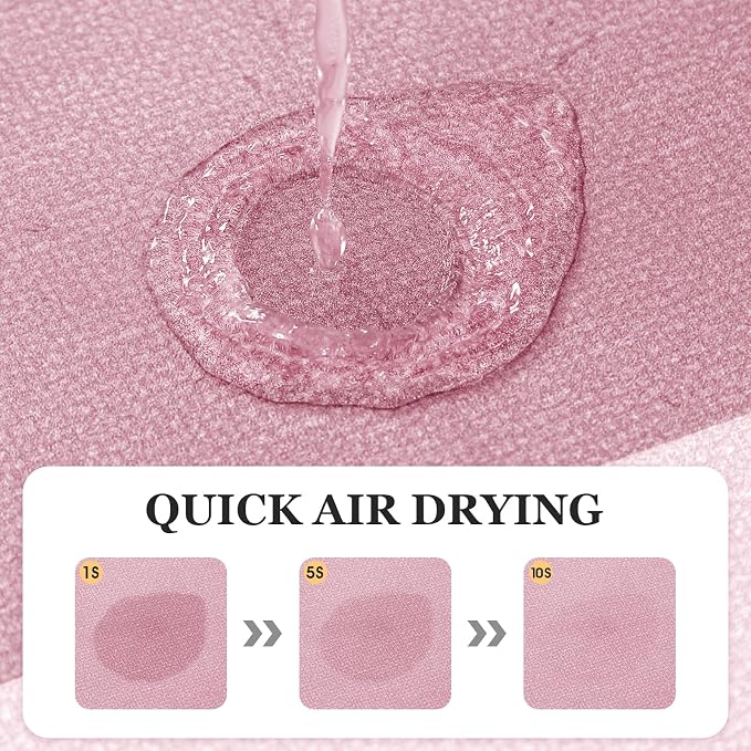 ACCUMTEK Non Slip Bath Mat, Thin Bathroom Rugs Fit Under Door, Quick Dry Bath Mats, Machine Washable Bath Rugs for Bathroom, Bathtub & Kitchen, Bathtub & Kitchen, Pink/Bordered/32 x20