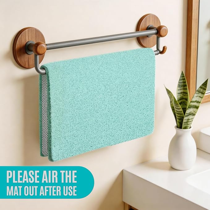 Joyhalo Shower Mat Bathtub Mat Non Slip, Bathmats Non Slip, Quick Drying Foot Scrubber Loofah Mats for Shower, Tub, Bathroom, Home,32x24inch, Aqua