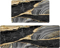 Bulijojo Black Ink Abstract Marble Anti Fatigue Kitchen Floor Mats Set of 2 Waterproof Kitchen Sink Runner Rug Standing Mat Cushioned Kitchen Rugs Comfort Doormat 17"x47"+17" x30“