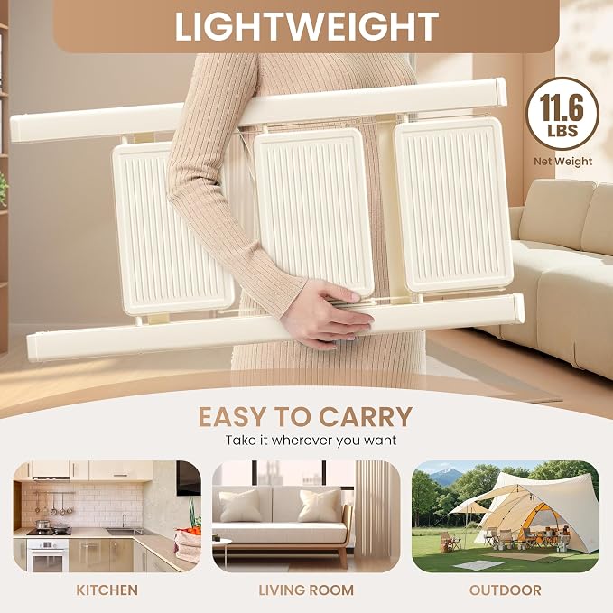 3 Step Ladder Folding Step Stool with Wide Anti-Slip Pedal, 330LBS Capacity, Lightweight Portable Stepladder for Home and Kitchen Use, Cream White