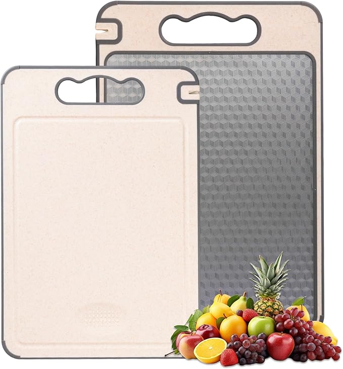 2-IN-1 Stainless Steel Cutting Board for Kitchen Pure Stainless Steel and Wheat Straw PP Scratch-Resistant 15.8x10.6 Inch, (Beige stainless steel)