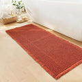 Waffle Runner Bath Mat - Long Boho Bathroom Rugs Non Slip Washable, Super Absorbent & Quick Dry, Soft Bath Mat Farmhouse Bathroom Decor, 24'' x 72'', Dirty Orange