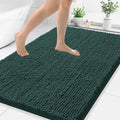 Smiry Luxury Chenille Bathroom Rugs 48x32, Extra Soft and Absorbent Shaggy Bath Mat, Machine Washable, Non-Slip Plush Carpet Runner for Tub, Shower, and Floor, Home Decor Accessories, Green