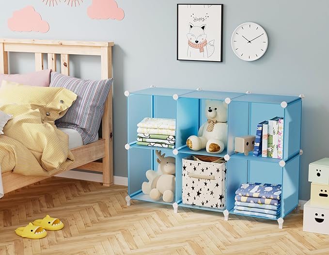 HOMIDEC Closet Organizers and Storage, 9 Cube Storage Organizer, Portable Closet Organizer Storage Cubes Shelves, Blue