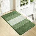 Kitinjoy Indoor Outdoor Door Mat, 34x21 Non-Slip Absorbent Dirt Trapper, Low-Profile Washable Inside Entrance Front Floor Mat, Sturdy Soft Entry Doormats for Entryway, Green