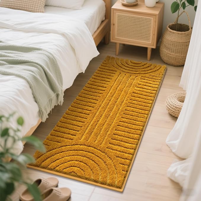 SHACOS Super Soft Bathroom Runner Rugs 24"x60" Non Slip Boho Bathroom Mats Microfiber Absorbent Carpet for Bath Room Machine Washable Shaggy Bath Rugs for Shower Bathtub Home Decor, 2'x5'