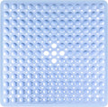 Square Shower Bathtub Mat Non Slip for Inside Shower Light Blue 21x21 Inch, Shower Stall Mats for Bathroom Floor, Soft Bath Mat for Tub with Big Suction Cups Drain Holes, Easy Washable Dry