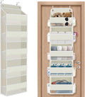 SpaceHacks 1 Pack Over The Door Organizer, Hanging Storage Organizer with Clear Window, 40lb Ultra Sturdy Large Capacity Room Organizer for Pantry Bathroom Nursery Closet Baby Essential (Beige)