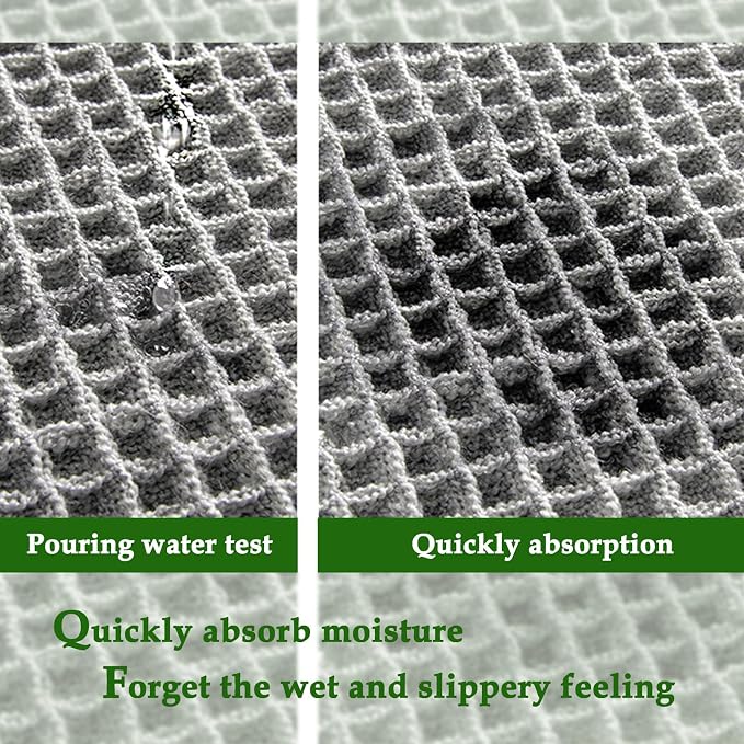 ZALL Grey Waffle Bath Mat,Super Absorbent Non Slip Bathroom Rug,Gray 24x36inch,Machine Washable Ultra Soft Floor Mats