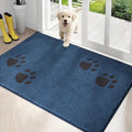 PURRUGS Dirt Trapping Door Mat 34" x 59", Non-Skid/Slip Machine Washable Microfiber Entrance Rug, Shoes Scraper, Dog Doormat, Super Absorbent Floor Mat for Muddy Wet Shoes and Paws, Blue