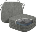 baibu Kitchen Chair Cushions Set of 4, Dual-Layer Patented Design Memory Foam Dining Chair Pads with Ties and Washable Cover, 4 Pack, 17" x 16" x 2", Grey