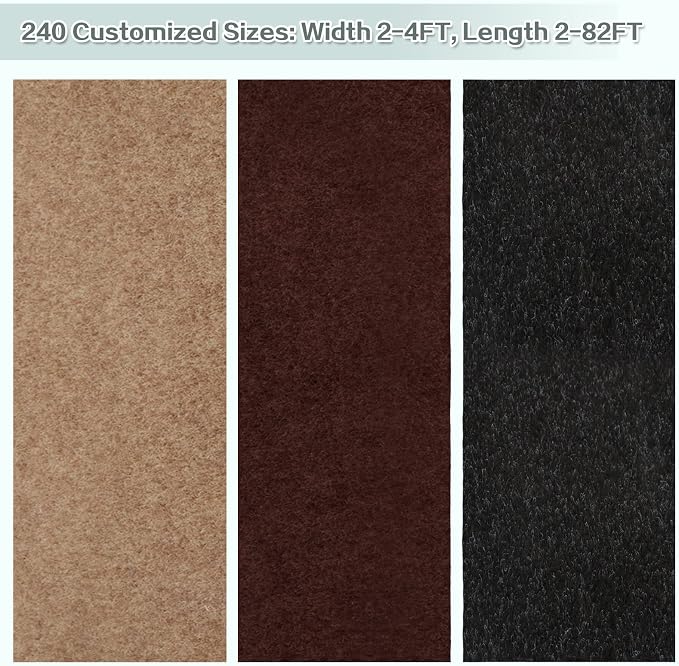 Custom Size Runner Rug 3 ft x 16 ft, 2-82ft Carpet Runners Hallway Entryway Kitchen Garage Laundry Room Area Rugs with Non-Slip Rubber Backing, Chocolate Brown