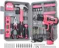 Hi-Spec 8V Cordless Drill Set & Tool Kit for Women – Ladies Complete Rechargeable Electric Power Drill Driver with Starter Tools, Compact Hand Toolbox, Pink, Ideal for Home Projects