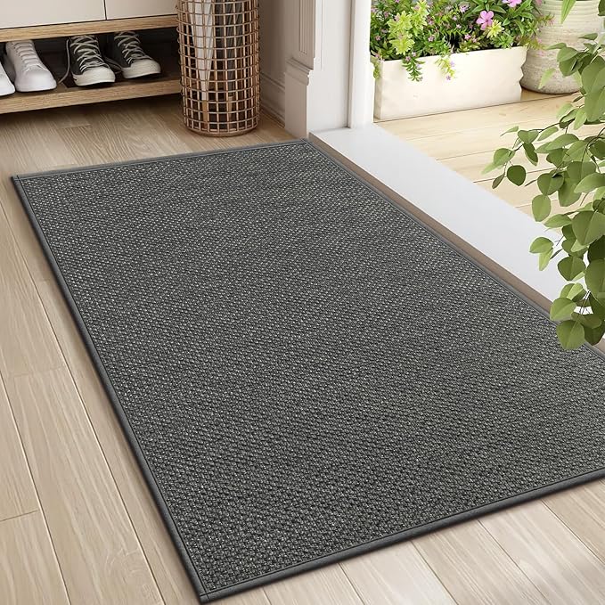 LEKEEPGO Door Mat 24"x36", Non Slip Door Mat Indoor Entrance, Rubber Backing Front Indoor Door mats Washable Absorbent Doormat Low-Profile Entryway Entry Resist Dirt Inside Door Mats, Grey