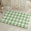 TYUU Waffle Bath Mat, Boho Bathroom Rugs Non Slip Washable Absorbent Checkered Bathroom Mat Quick Dry Cute Christmas Bath Mat, 30"x20" Green and White