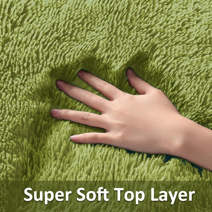 Ophanie Small Rug Washable Non Slip Throw Bedside Area Rugs, Fluffy Soft Green Mini Bedroom Carpet, Affordable Door Entryway Indoor Inside Front Entrance Dog 2x3 Mat, Home Decor Aesthetic, Nursery