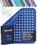 homerella® Shower Mat Non Slip Anti Mold, Non Slip Shower Mats for Inside Shower Stall Anti Slip Mat, Square Shower Floor Mat 21 x 21 in with Suction Cups & Hooks for Quick Drying, Machine Washable