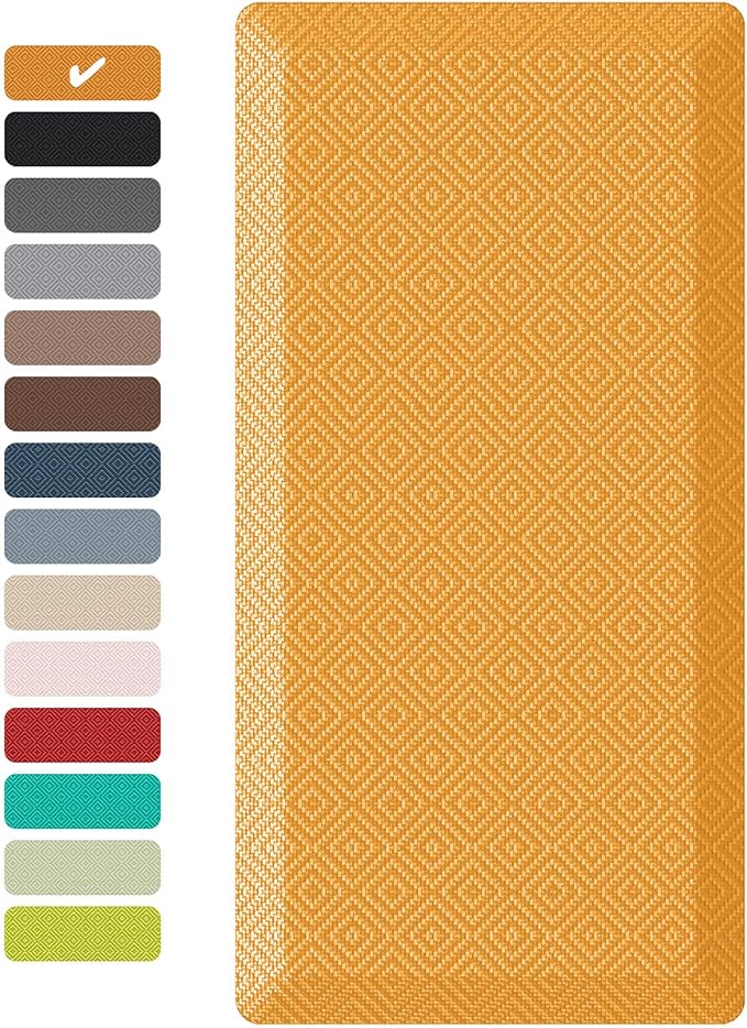 Ophanie Kitchen Mats for Floor, 3/4 Inch Thick Kitchen Rugs, 20''x32'' Anti Fatigue Standing Cushioned Mat, Waterproof,Comfort Ergonomic Mat for Office, Home, Sink,Orange Non-Slip Bottom
