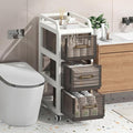Bathroom Storage with Drawers, 11.8" Wide Wide Slim Storage Cabinet with Wheels for Small Spaces, Narraw Cart for Kitchen Office Bedroom Dinning Room Under Desk, 29.7" Tall