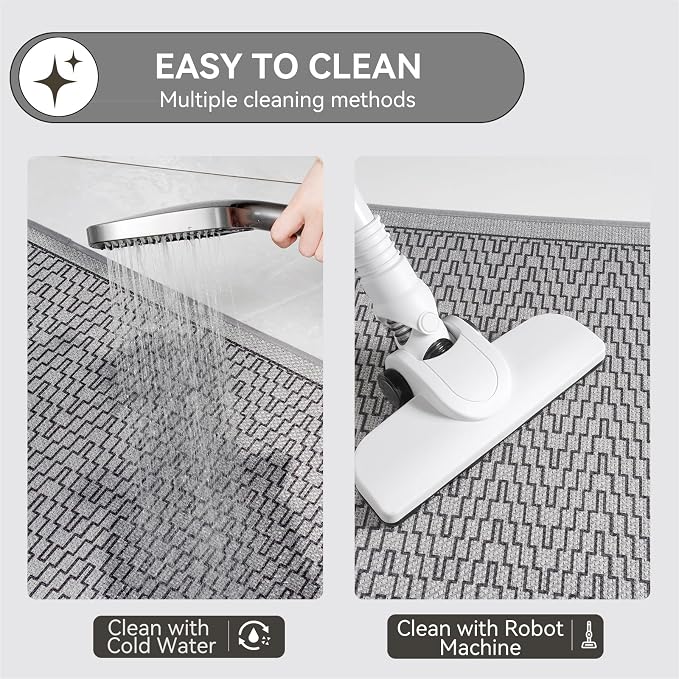 YDKGL Ultra Thin Bathroom Rugs Mat Quick Dry Absorbent Non Slip Bath Mat Bath Mats for Bathtub Mat Bathroom Carpet Fit Under Door Washable Floor Rubber Half Round Bath Rugs Grey 16x24