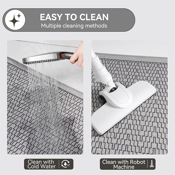 YDKGL Bathroom Runner Rug, Thin Bath Mat Bathroom Rugs Non Slip Washable, Rubber Backing Quick Dry for Floor, Tub and Shower, Grey 24x70