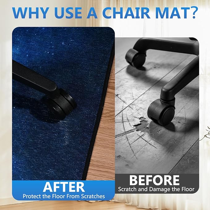 Office Chair Mat for Hardwood Floor&Tile Floor,36"x48" Heavy Duty Desk Chair Mat for Hard Floors,Under Desk Rug for Rolling Computer Chair,Anti Slip,Low Pile Carpet Floor-Starry Blue