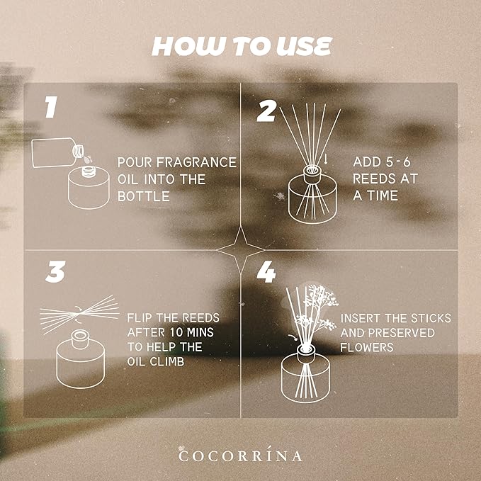 COCORRÍNA Reed Diffuser Refill - Cashmere Vanilla 6.7 Fl.oz Reed Diffuser Refill with 8 Sticks