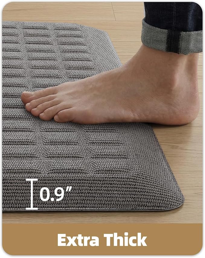Color&Geometry 0.9 Inch Extra Thick Anti Fatigue Kitchen Floor Mat, High-Density Supportive Foam Standing Desk Mat, Waterproof Non-Slip Comfort for Sink, Office, Laundry, 20"x39", Grey