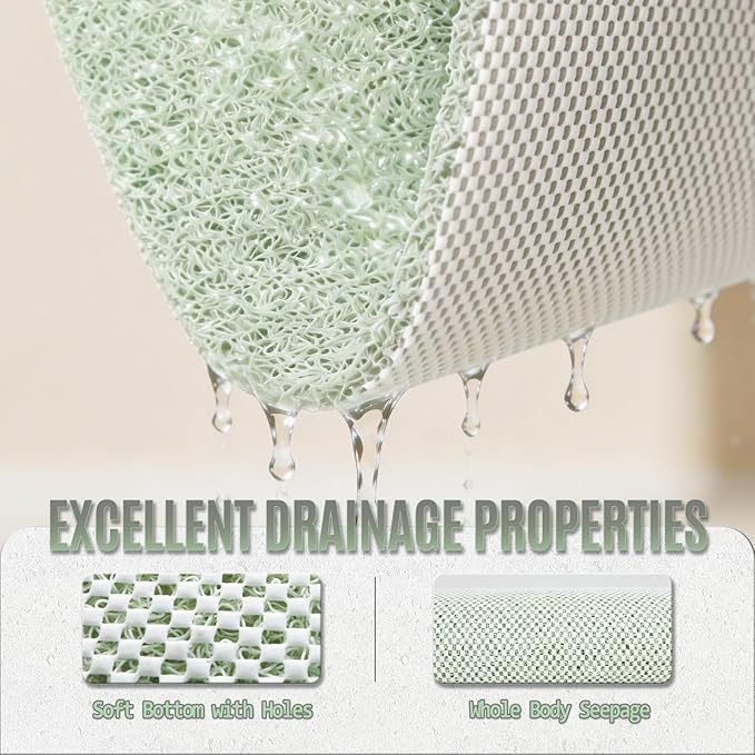 Joyhalo Shower Mat Bathtub Mat Non Slip, Bathmats Non Slip, Quick Drying Foot Scrubber Loofah Mats for Shower, Tub, Bathroom, Home,30x17inch, Mint Green