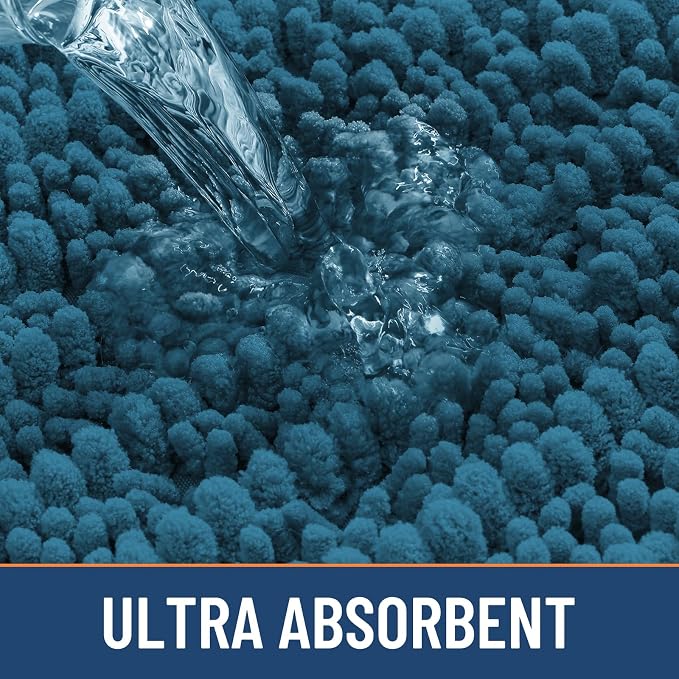 Smiry Bathroom Rugs Mat 34x21, Extra Soft Absorbent Chenille Bath Rugs, Non Slip Rubber Backing Machine Washable Quick Dry Bath Mats for Bathroom Floor, Tub, Shower, Home Accessories, Peacock Blue
