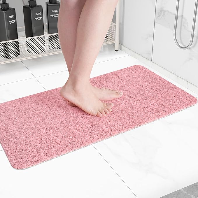 Hargiis Non-Slip Bathtub Mat, Anti Slip Shower Mat, Fast Drying Bathtub Mats, Foot Scrubber Mat, Anti Slip Mat for Tub, Floor, Bathroom, Kitchen, Home, Hotel (Pink 32"×17")