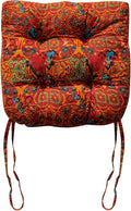 vctops Boho Geometric Chair Cushions with Ties U-Shaped Soft Cozy Cotton Linen Chair Pads Non Slip Seat Cushions for Indoor Dining Room and Kitchen Chairs (Orange,18"x18")