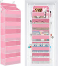 WISELIFE Over The Door Organizer - 5 Shelves Large Capacity Hanging Bedroom Storage Solution with Side Pockets for Dorm Bathroom Pantry Nursery and Baby Essentials Holds up to 40 Lbs (Pink)