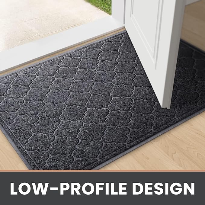 LuxStep Door Mat Large 36X47 Inch Indoor Outdoor Doormat, Non-Slip Low-Profile Design Floor Mat,Front Door Welcome Mat for Entryway,Patio,Garage, Black