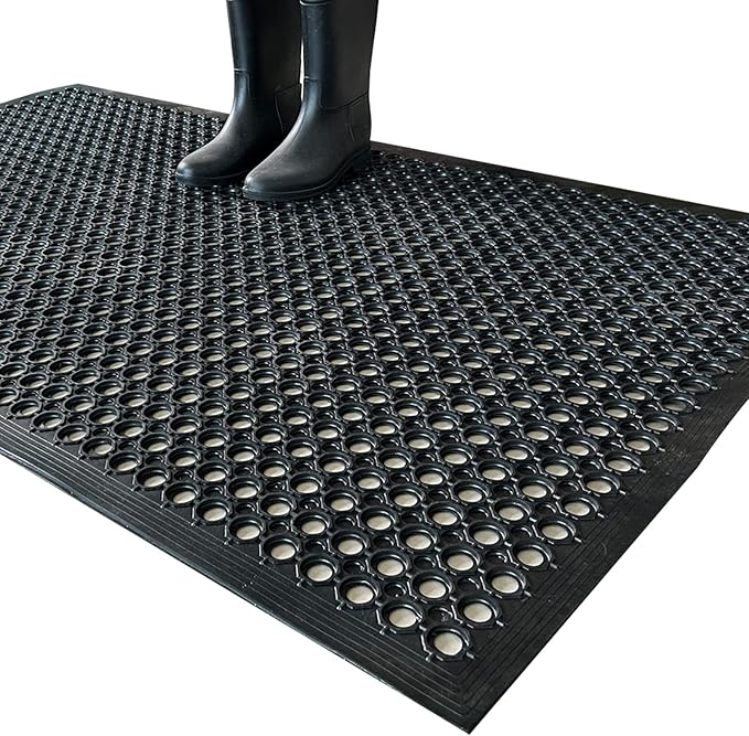 Uniboho Outdoor Rubber Floor Mats Anti Slip Restaurant Commercial Kitchen Rubber Drainage Mat 60 x 35 Heavy Duty Mat for Garage Garden Indoor Outside Industral Pool Entrance Bar Wet Area
