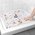 Square Shower Mat Non Slip: 27x27 Inch Shower Floor Mat with Drain Hole in Middle, Super Soft and Comfortable PVC Loofah Massage Bath Mat for Shower, Anti Slip Shower Stall Mat, Quick Drying