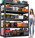Garage Shelving-3000 lbs 5 Tier Storage Shelves, Adjustable Heavy Duty Metal Shelving Unit and Storage Large Wire Rack, Utility Steel Shelf for Warehouse Industrial Pantry Basement -78"x46"x20", Black