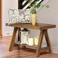 Wnutrees Farmhouse Wood Bench, Rustic Indoor Storage Bench for Entryway, Living Room, End of Bed, Original Solid Wood Construction